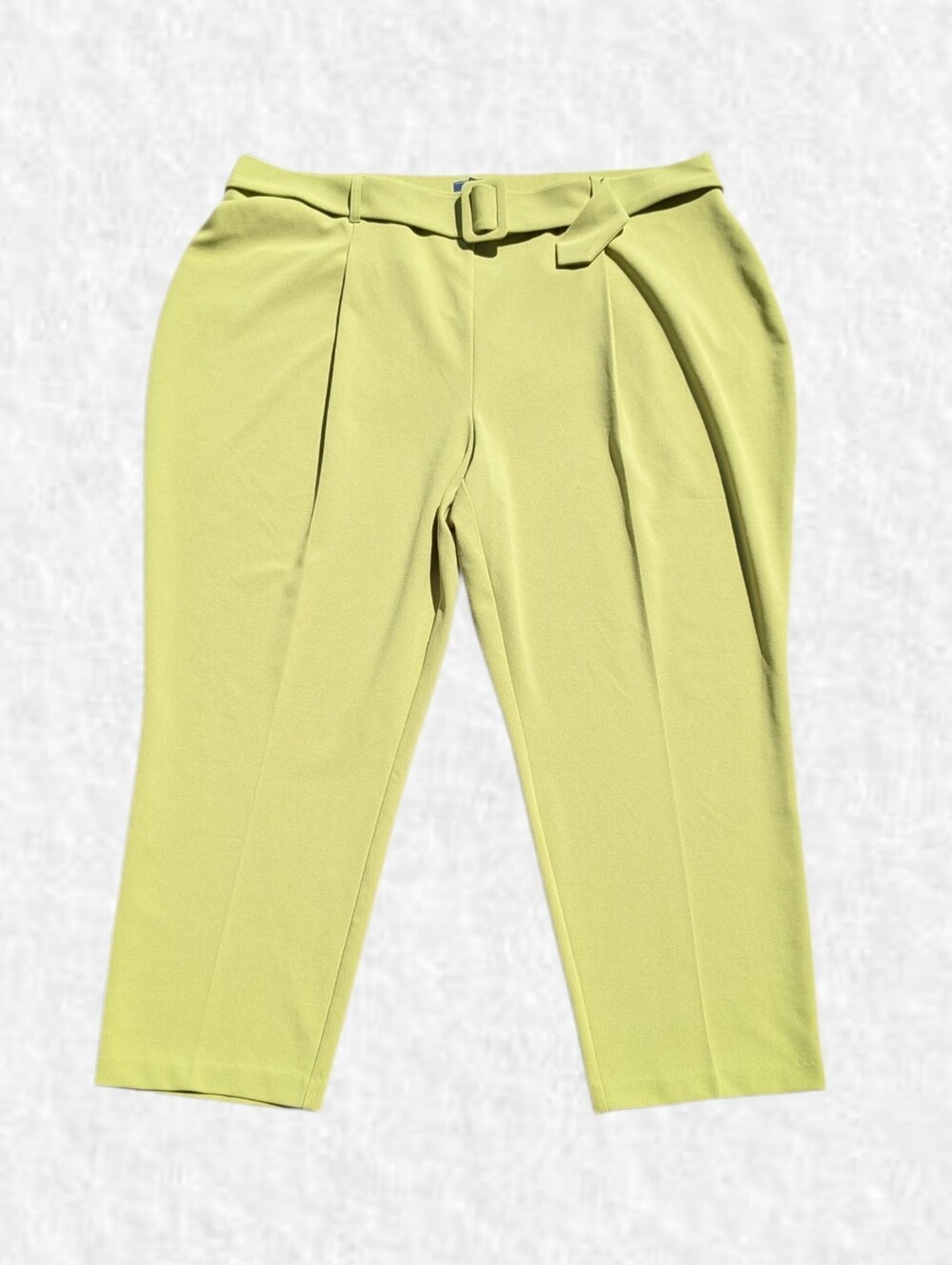 New York Company Plus Size 22: High-Rise Belted Crop Dress Pants in Lime Green - Picture 2 of 7